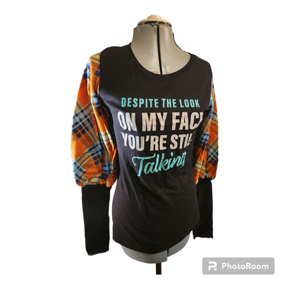 Upcycled puff sleeve tee